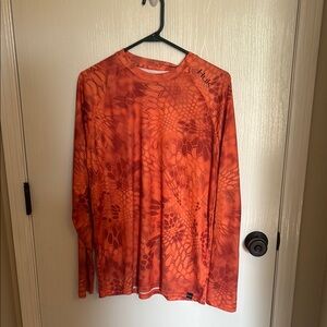 Huk Fiery Orange Patterned Long Sleeve Shirt